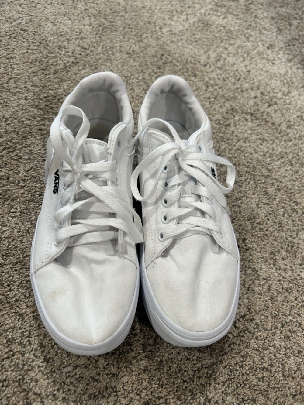 Vans White Canvas Platform Low-Top Sneakers